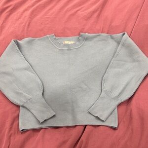 Light Blue Ribbed Knit Sweater
